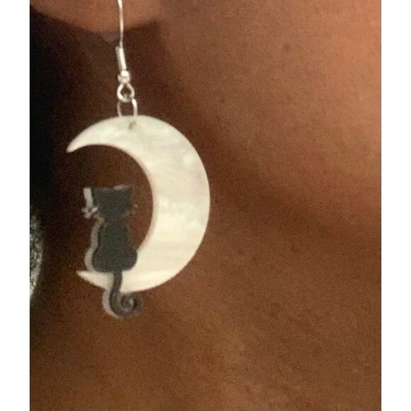 Moon Star Cat Halloween Earrings for Women Cute Acrylic Earrings - Picture 4 of 4